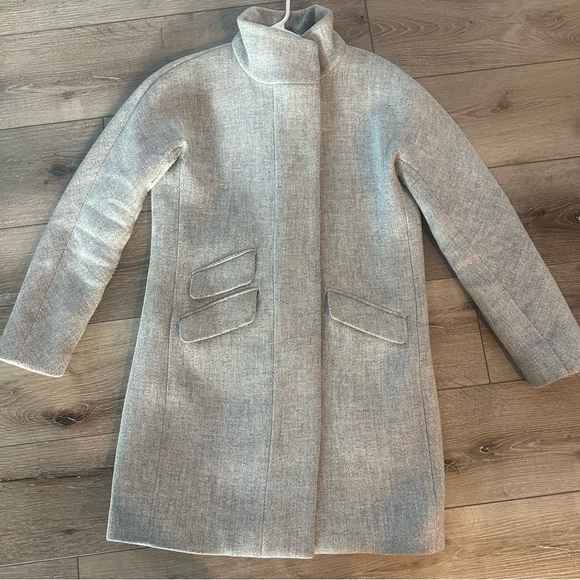 J Crew Cocoon Light Grey Hther Dusk Winter Coat Jacket size 00 - Picture 2 of 3